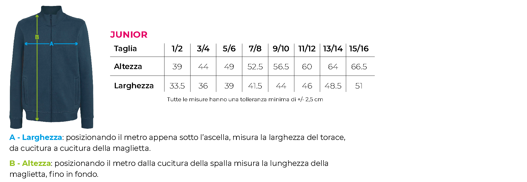Tabella taglie cardigan