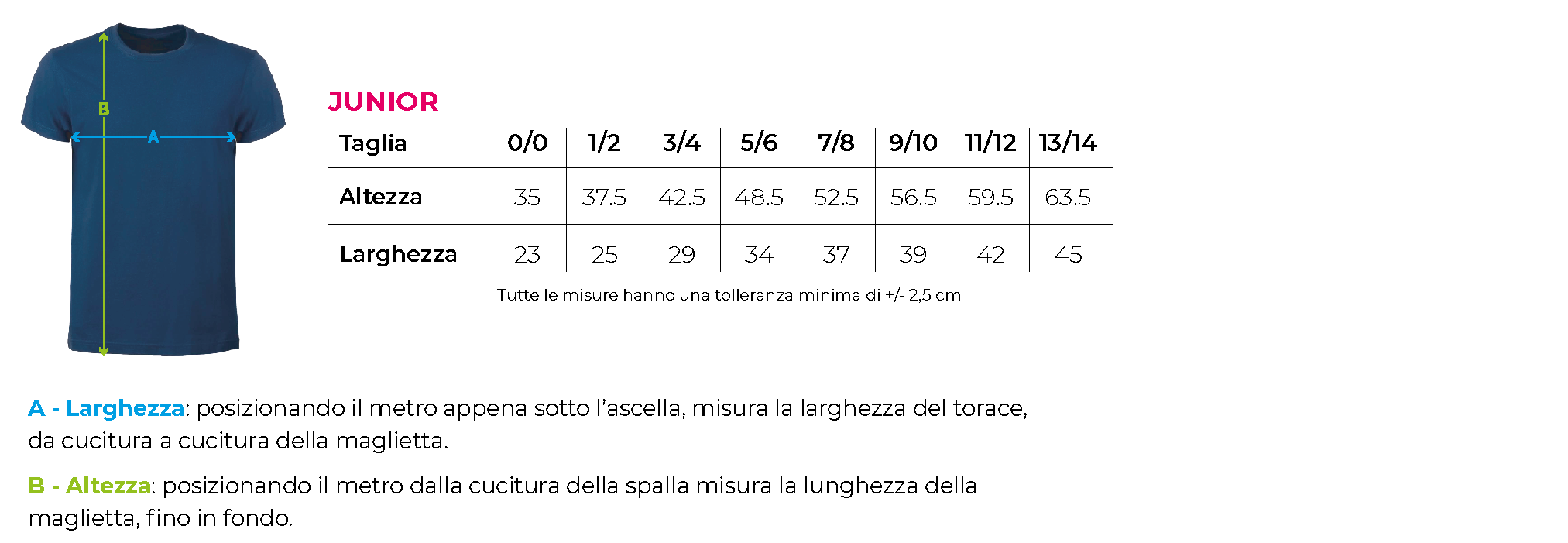 Tabella taglie t shirt
